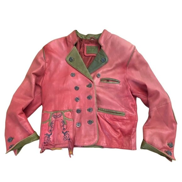 Vintage 90"s LS Sound Original Leather Jacket Rose Pink 41” Chest M/L Size 38 - Picture 7 of 12